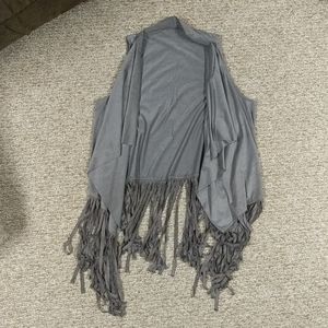 Grey faux suede fringe vest